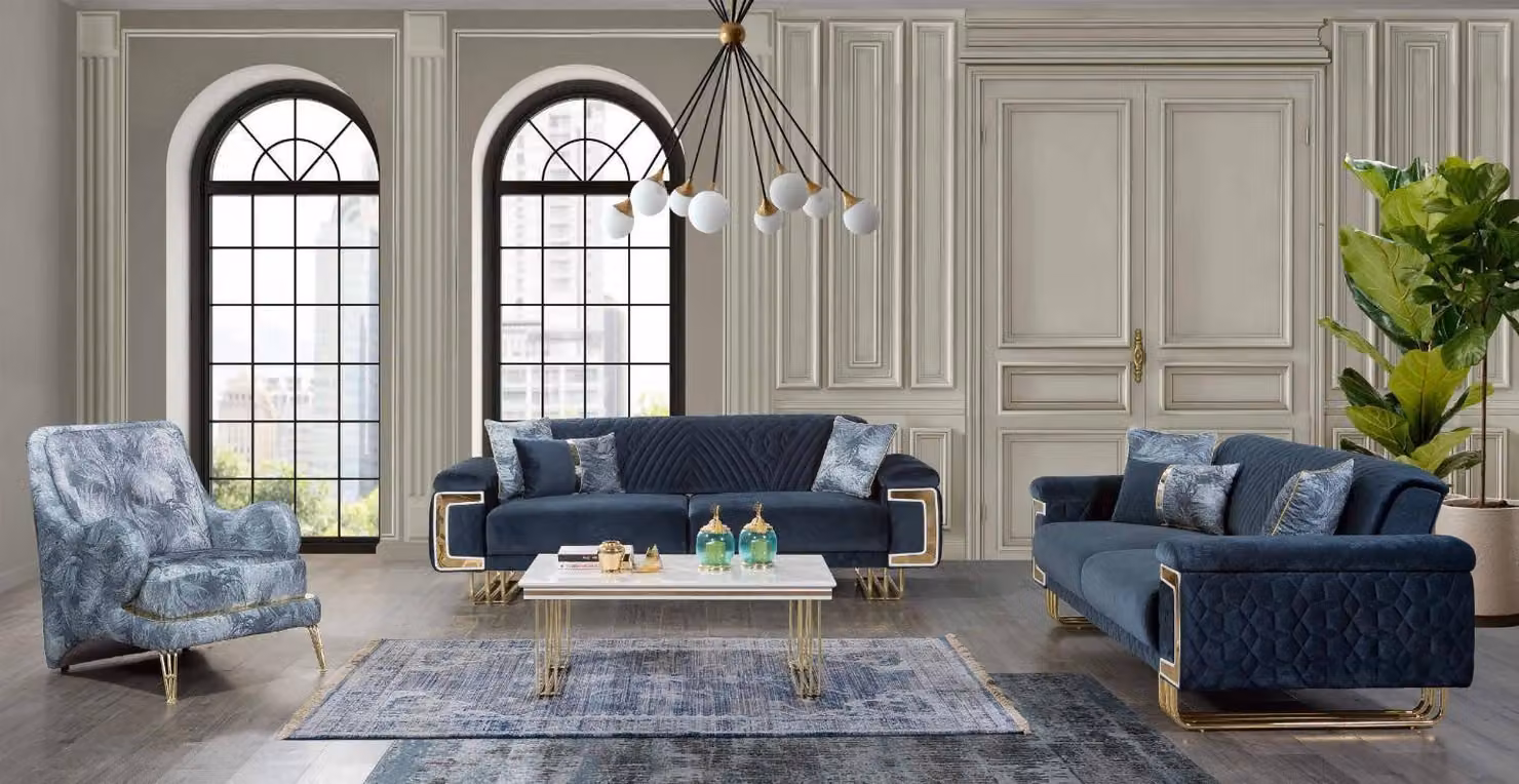 Moderne Edelstahl Sofagarnitur Couchtisch Sessel Polster Möbel 4tlg Set