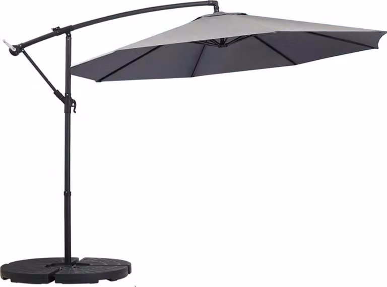 Ombrellone a sbalzo Happyment DeLuxus - Rettangolare - Senza base - Grigio - Per patio e giardino - 300 cm