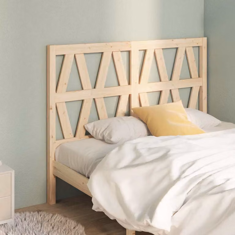 Testiera per Letto vidaXL in Legno Massello di Pino, Colore Marrone/Beige, L 146 x P 4 x H 100 cm