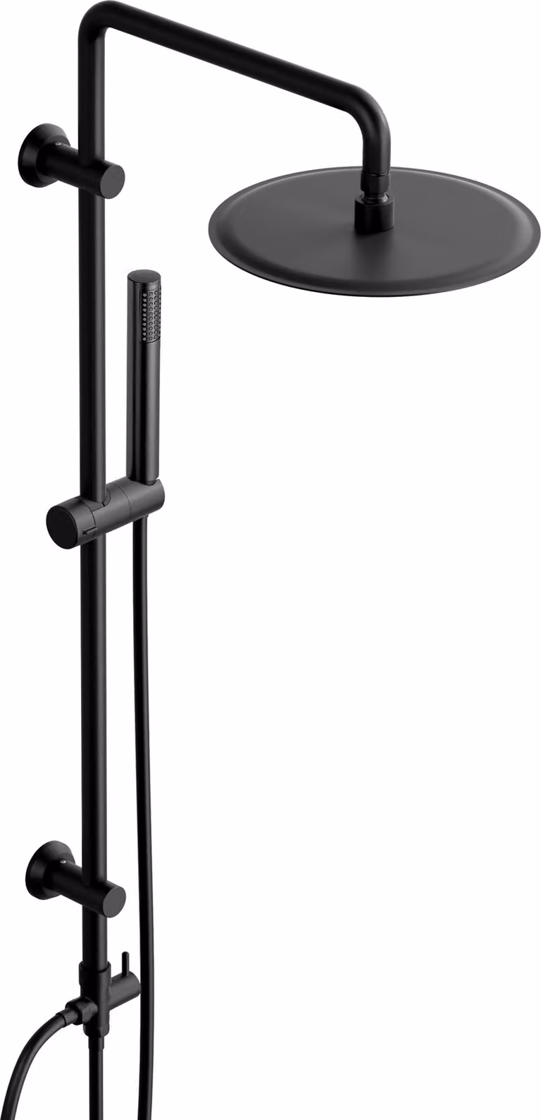 JOHO Sistema doccia a pioggia senza rubinetto, Set Colonna doccia in acciaio inox con asta doccia 92 cm, rotondo soffione XL D25 cm, nero