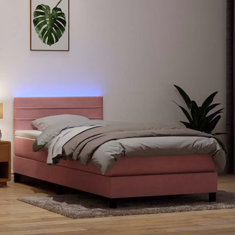 Maison Exclusive - Letto a Molle con Materasso e LED Rosa 80x220 cm Velluto