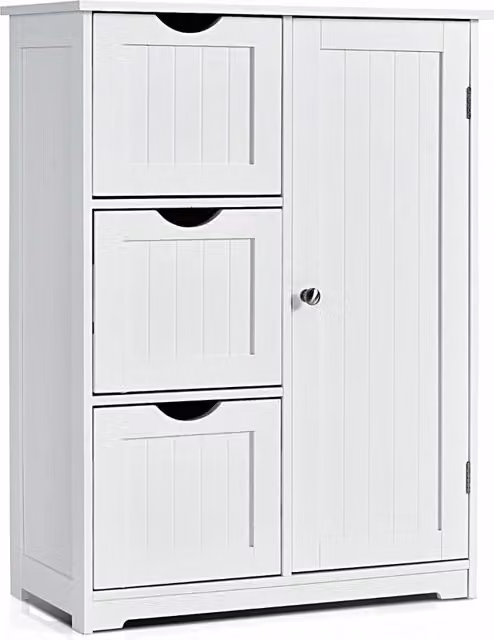 Mobile contenitore set da 1 con 3 cassetti e ripiano regolabile per soggiorno camera da letto bagno 60 x 30 x 81 cm design contemporaneo in MDF bianco 20_0020537