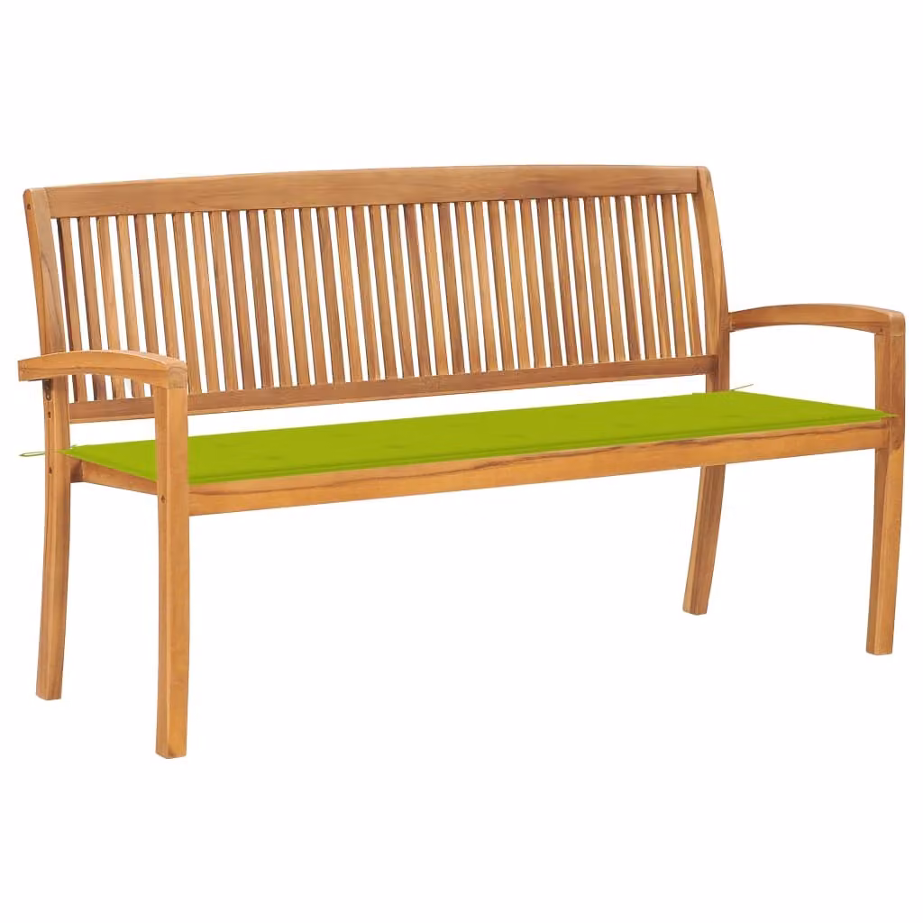 Panca da giardino impilabile con cuscino 159 cm in teak massiccio