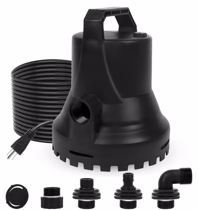 Pompa sommergibile da 400 W, portata di 8000 litri/ora, altezza di sollevamento di 11 metri, cavo di 10 metri