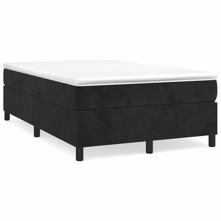 Letto Ibrido vidaXL con Giroletto a Molle e Materasso in Velluto Nero e Bianco L/P: 120 x 200 cm