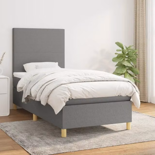 Letto Ibrido vidaXL con Giroletto a Molle e Materasso in Tessuto Grigio e Bianco L/P/H: 200 x 80 x 40 cm – 1
