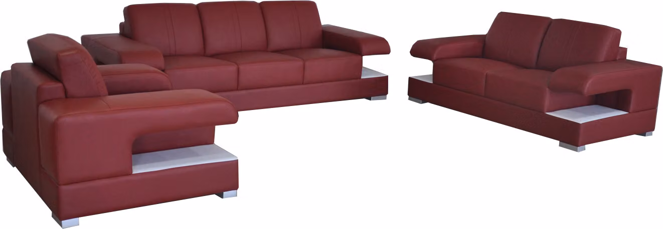 Ledersofa Couch Wohnlandschaft Garnitur Design Modern Sofagarnitur 3+2+1 G8028D