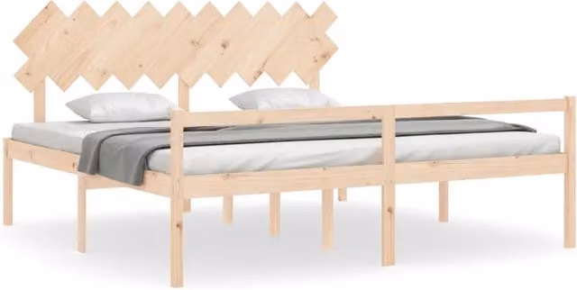 Letto matrimoniale | Letto per adulti | Letto per Anziani con Testiera 200x200 cm in Legno Massello