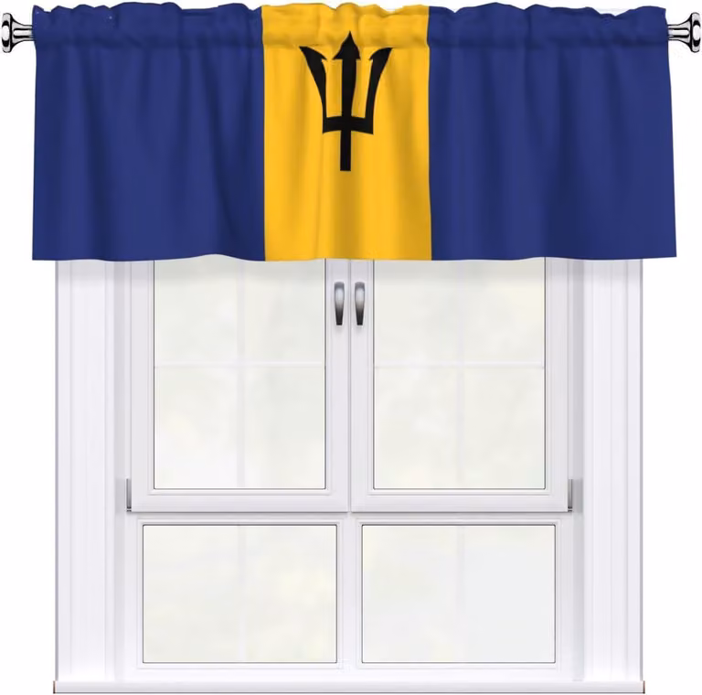 Volant decorato con la bandiera di Barbados, dimensioni 137,2 x 45,7 cm, facile da applicare, adatto per finestre in cucine, camere da letto e altri ambienti