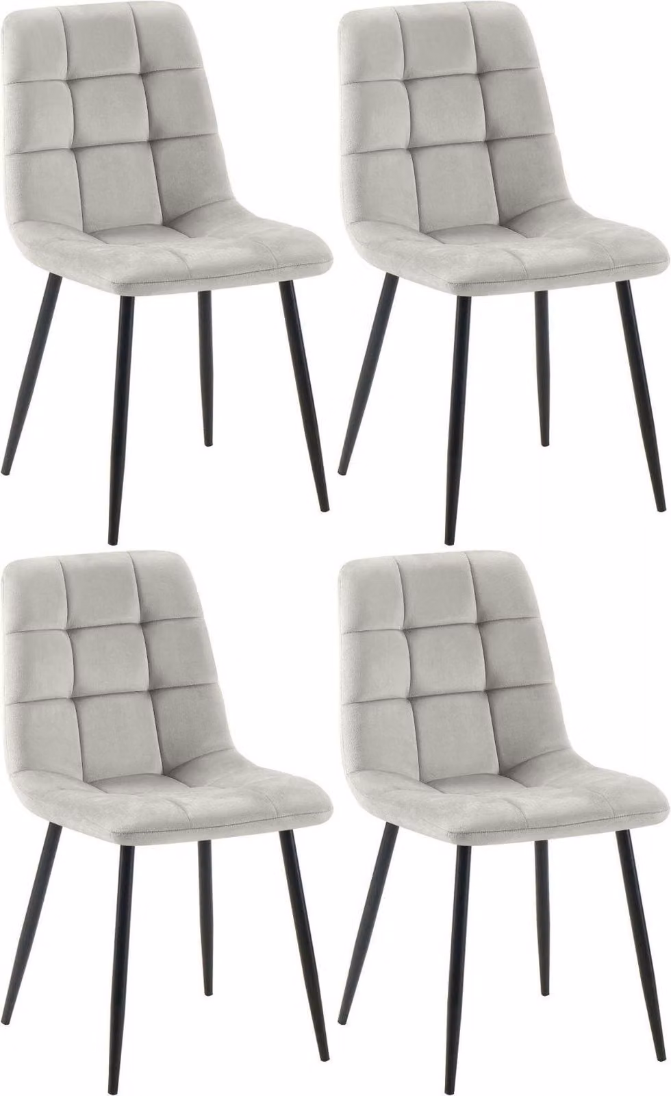 set di 4 sedie da pranzo - sedie da pranzo - posizione di seduta comoda, facile da pulire | Colore: Grigio | Materiale: Morbido