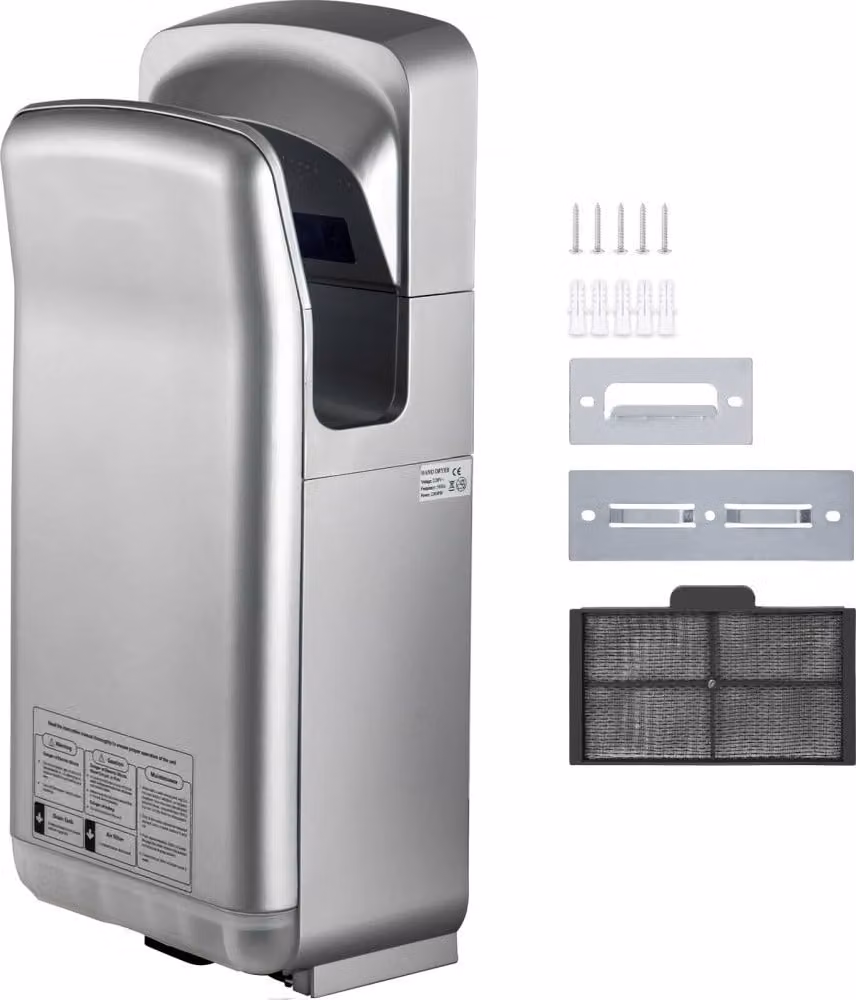 Asciugamani 2 kW - Asciugamani elettrico commerciale con filtro HEPA - Asciugamani a parete Velocità dell'aria 100 m/s - Asciugamani 8-10 secondi per l'asciugatura