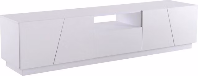 Mobile TV Chicfurn moderno in MDF con 4 ante e 2 vani aperti, senza maniglie, Bianco, L: 170 cm, P: 37 cm, H: 42 cm