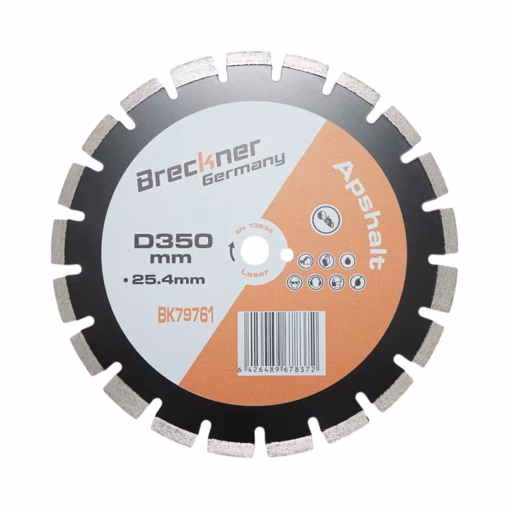 Disco diamantato segmentato Breckner Germany per asfalto, calcestruzzo e mattoni, dimensioni 350x25,4 mm, segmento B40 12 mm – 2