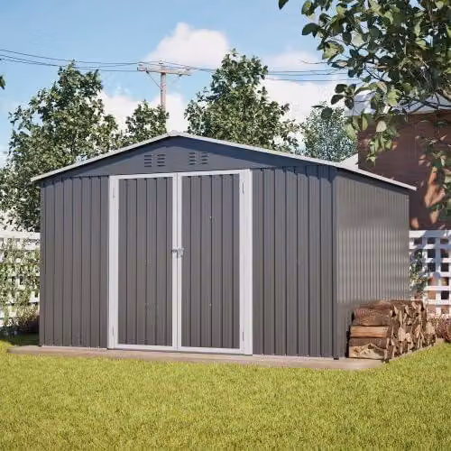 Capanno per attrezzi robusto, modello XXL, dimensioni 300x252x191 cm, in metallo con tetto a falde – Casetta da giardino in acciaio, chiudibile a chiave, ideale per riporre attrezzi da giardino, biciclette e utensili, colore antracite