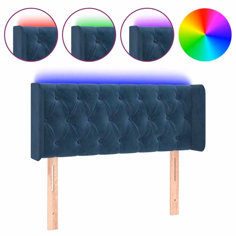 Testiera a LED Blu scuro 93x16x78/88 cm in Velluto