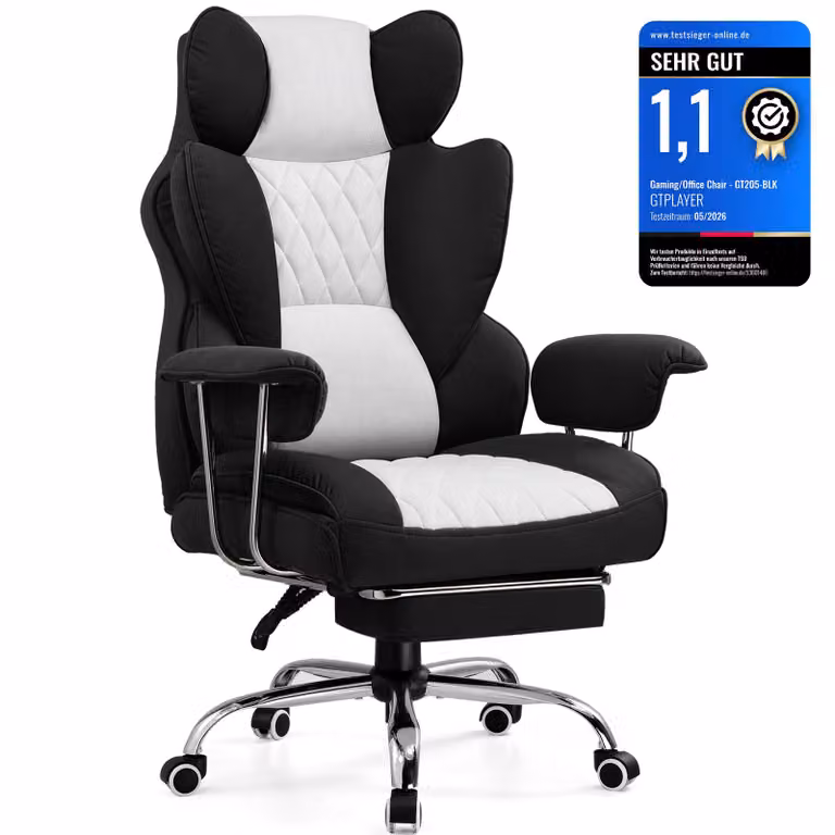 Sedia da gioco GTPLAYER, sedia da gioco, sedia da ufficio ergonomica con poggiapiedi, supporto lombare regolabile e cuscino per la testa, sedia da gioco imbottita, poltrona da gioco