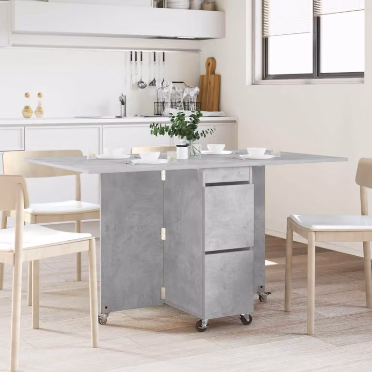 Maison Exclusive - Tavolo da pranzo, dimensioni 140 x 80 x 77 cm, materiale: legno composito, colore: grigio cemento, forma: rettangolare