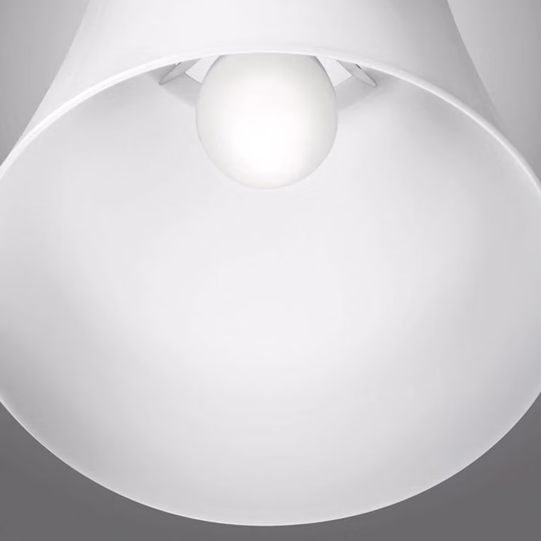 Foscarini Lampada a sospensione Birdie piccola, dimmerabile, Bianco / Opale, Soggiorno / Sala da pranzo, Plastica, Design, Lampada a sospensione