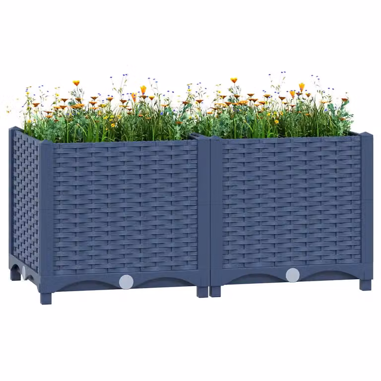 Fioriera Rialzata vidaXL in Plastica per Orto e Giardino, Disponibile in Grigio o Blu, L 80 x P 40 x H 38 cm