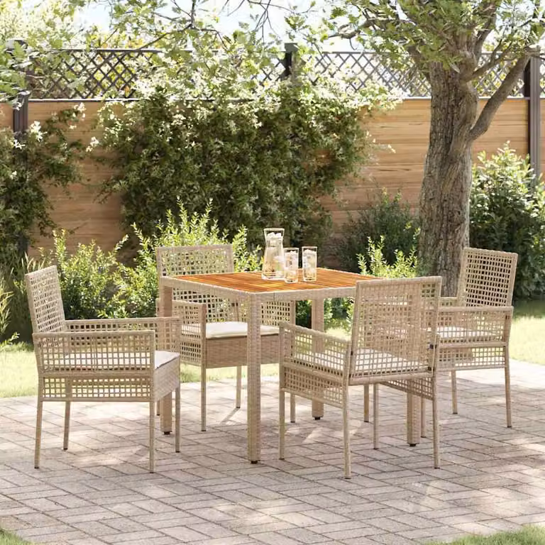 Maison Exclusive - Set da Pranzo per Giardino 5 pcs Beige polyrattan