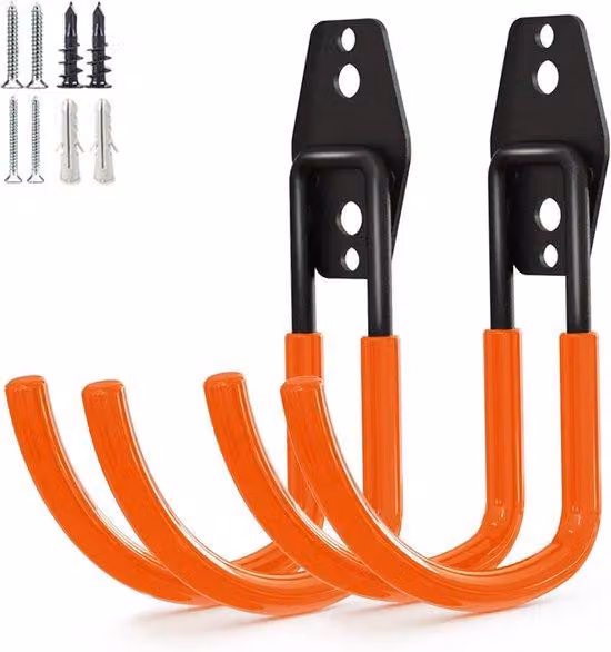 Ganci multiuso da garage, grande gancio a forma di J per attrezzi, montaggio a parete in metallo, soluzione robusta per riporre attrezzi e utensili