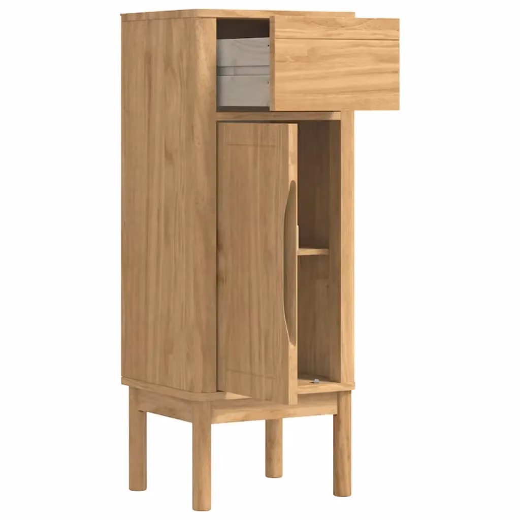 Mobiletto da bagno moderno HELLOSHOP26 in pino massello marrone con ripiani interni e ante a battente L/P/H: 30 x 30 x 90 cm – 2