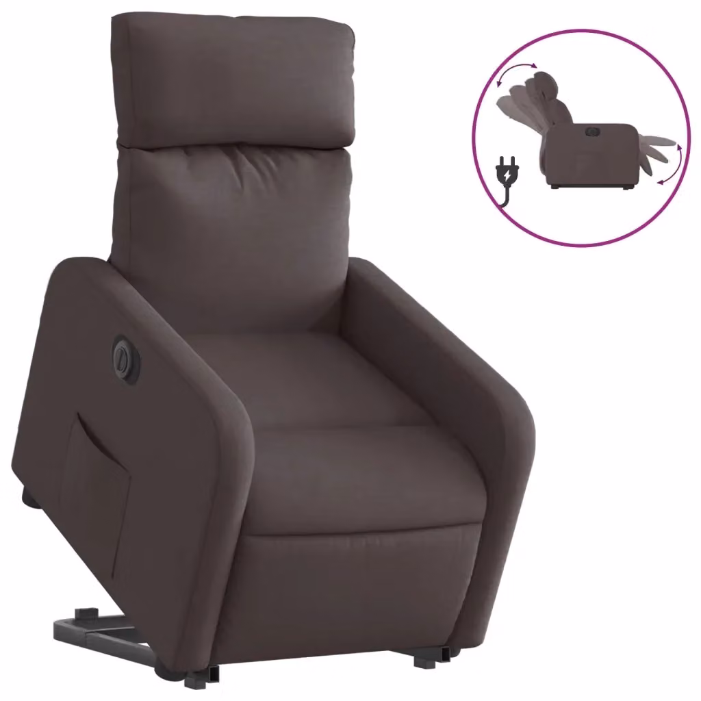 Poltrona Alzapersona Reclinante Elettrica vidaXL Marrone con Rivestimento in Tessuto – 2