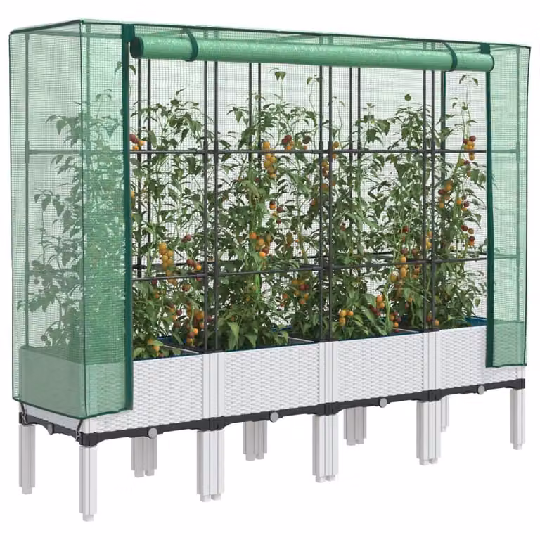 Letto rialzato con copertura effetto rattan vidaXL, bianco e verde, L 160 cm x P 40 cm x H 140 cm