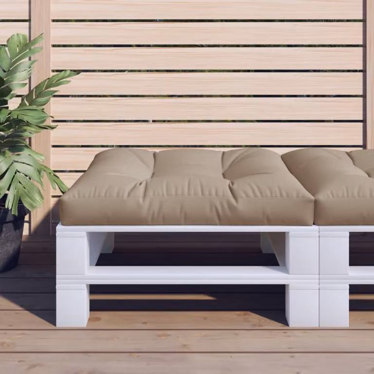Cuscino per Pallet vidaXL Beige/Grigio L/P/H: 80 x 80 x 12 cm in Poliestere Idrorepellente e Resistente ai Raggi UV