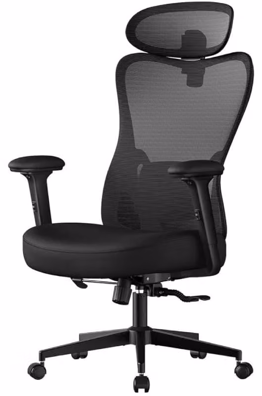 Sedia da ufficio ergonomica OBN066BH01, con capacità di carico fino a 150 kg, colore nero