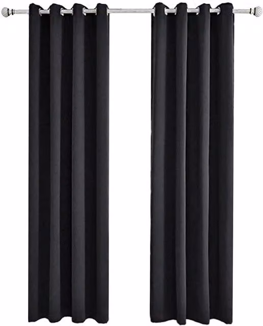 Set di 2 pannelli tende oscuranti neri per finestra scorrevole con occhielli, termicamente isolanti, L: 132 cm, H: 241 cm