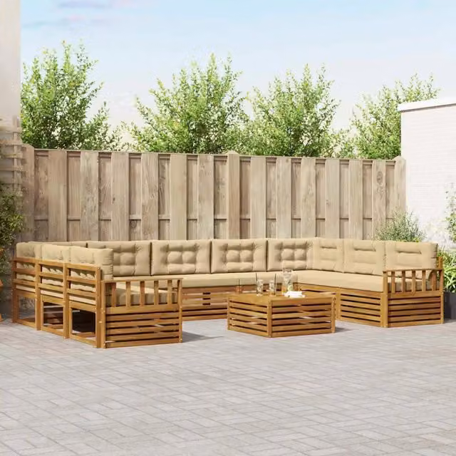 Set di 10 divani da esterno moderni vidaXL in legno di acacia colore beige e naturale – 1