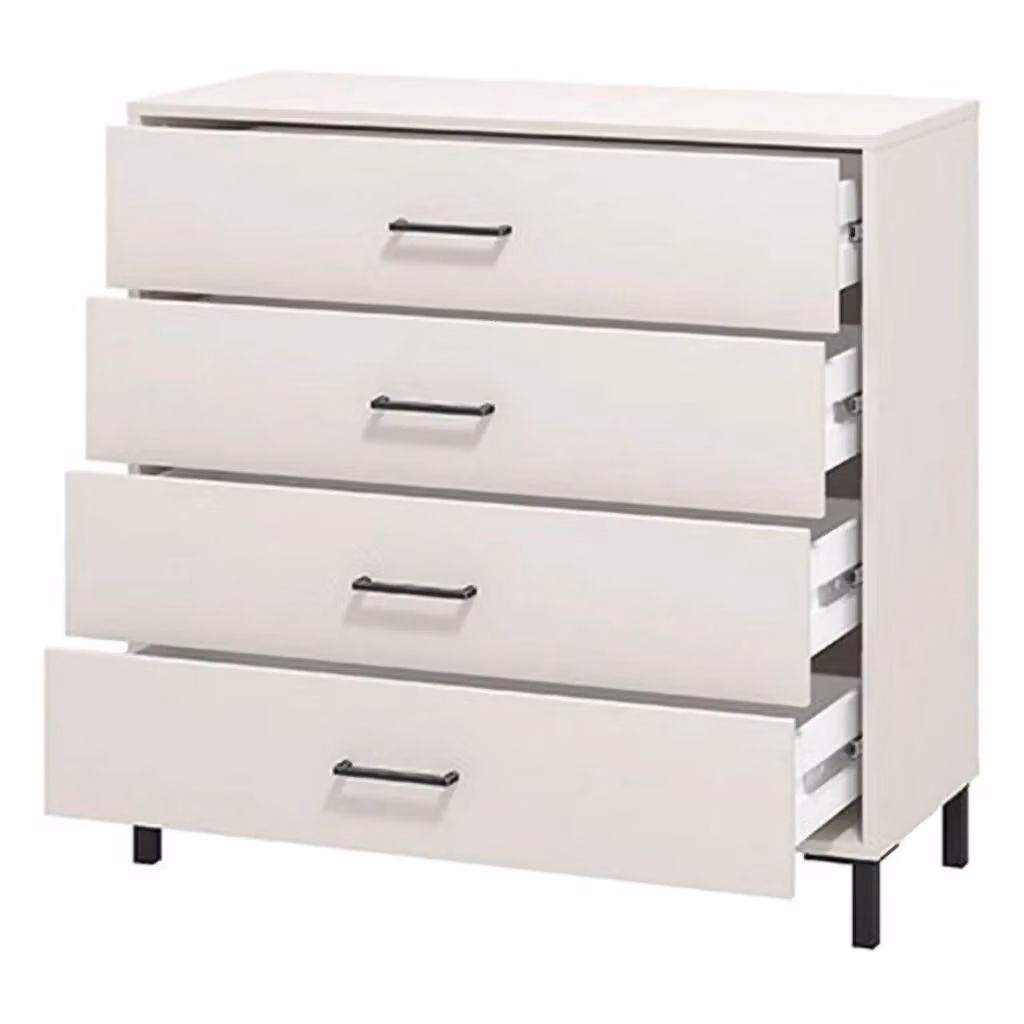 Cassettiera DMORA Vidor con 4 cassetti, design moderno, Bianco, L: 93 cm, P: 40 cm, H: 90 cm – 2