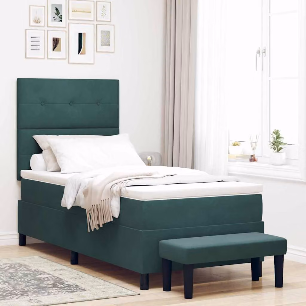 Maison Exclusive - Letto boxspring con testiera verde scuro 200 x 100 cm in velluto