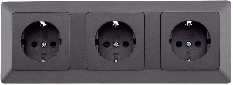 Set MILOS 3 prese di corrente + telaio a 3 poli 250V~/ 16A, antracite