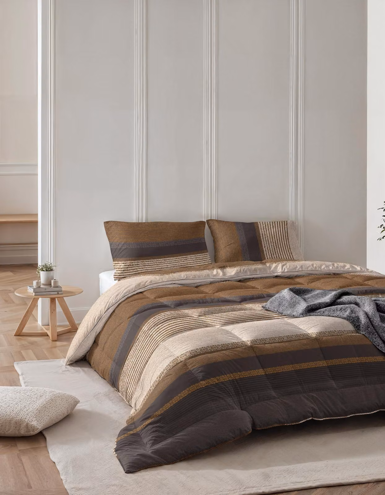 Copertura per letto matrimoniale (240 x 200 cm) senza copripiumino, colore grigio, lavabile, inclusi federe, ideale per la camera da letto