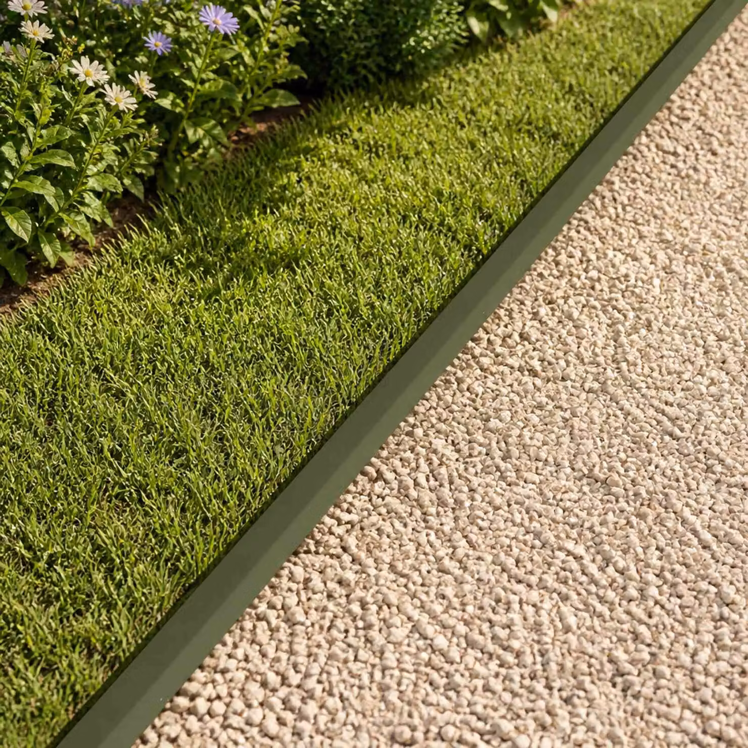 Set di 2 profili di copertura per giardino vidaXL in acciaio colore verde, L: 100 cm, P: 5 cm, H: 5 cm