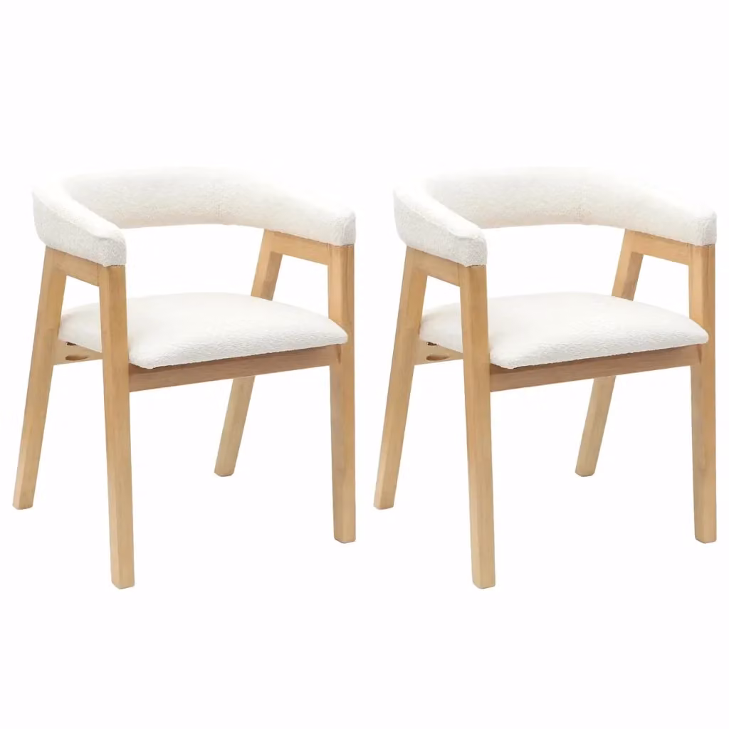 Set di 2 sedie da pranzo vidaXL in legno di gomma naturale per cucina e sala da pranzo L/P/H: 54 x 57 x 73 cm – 2