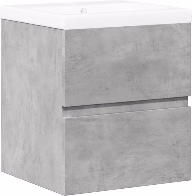 Set Mobili da Bagno Moderno Design In composto da Mobile Lavabo e Pensile in Legno e Ceramica, Colore Grigio e Bianco, L/P/H: 80 x 45 x 41 cm e 41 x 38,5 x 45 cm