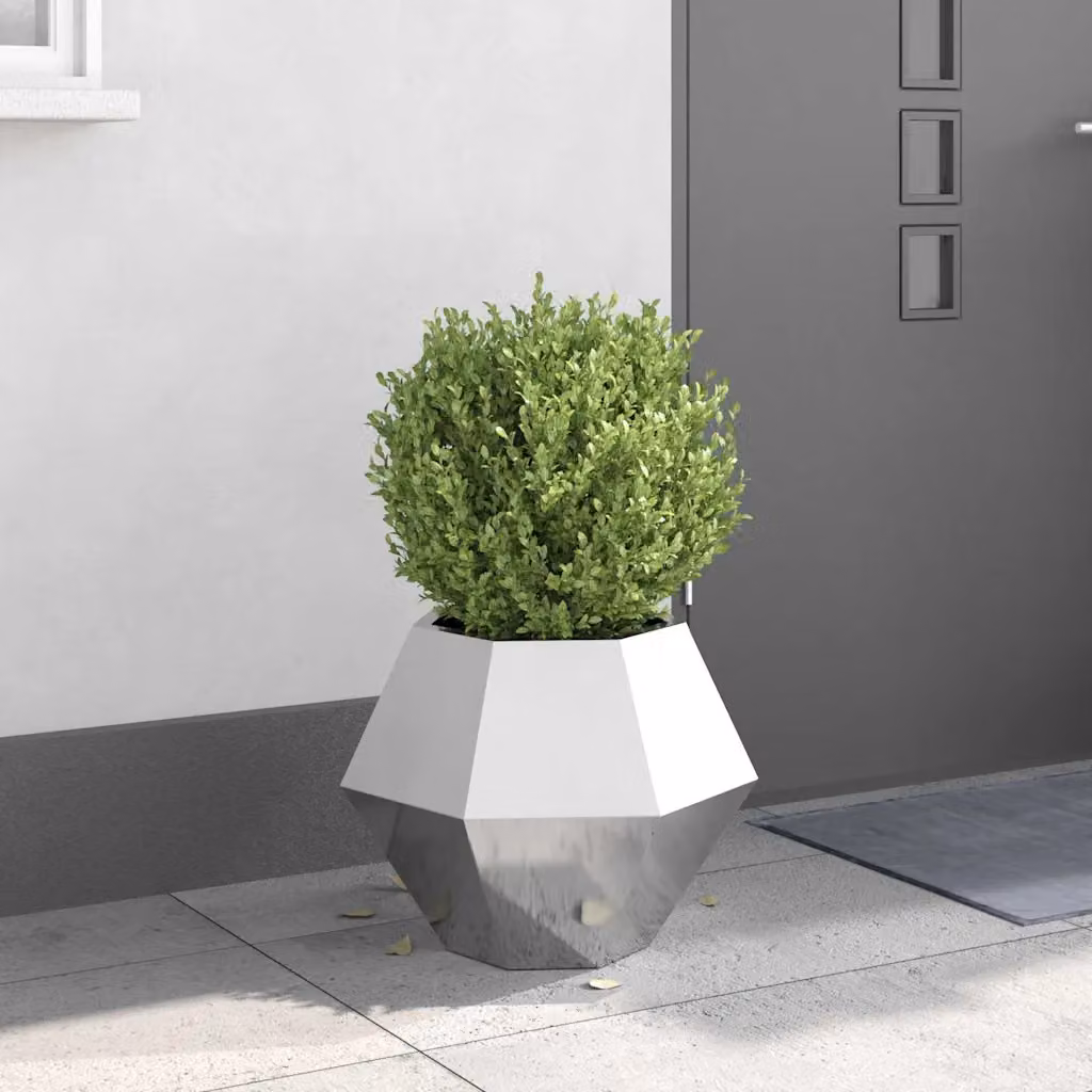 Fioriera vidaXL in acciaio inox color argento L: 50 cm, P: 50 cm, H: 40 cm