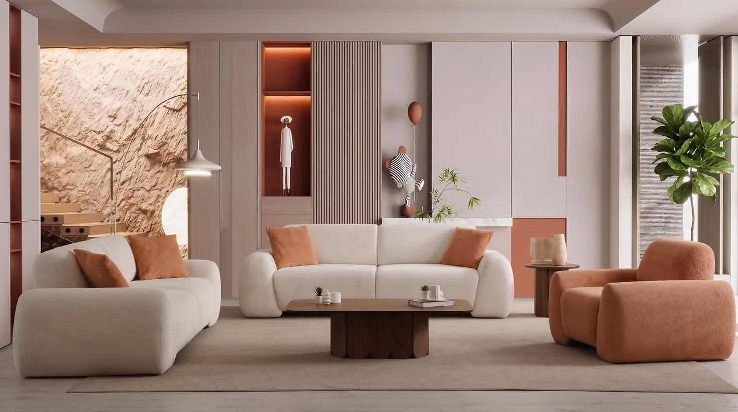 Wohnzimmer Set 2x 3 Sitzer Sofa Sessel Modern Beige Hochwertig