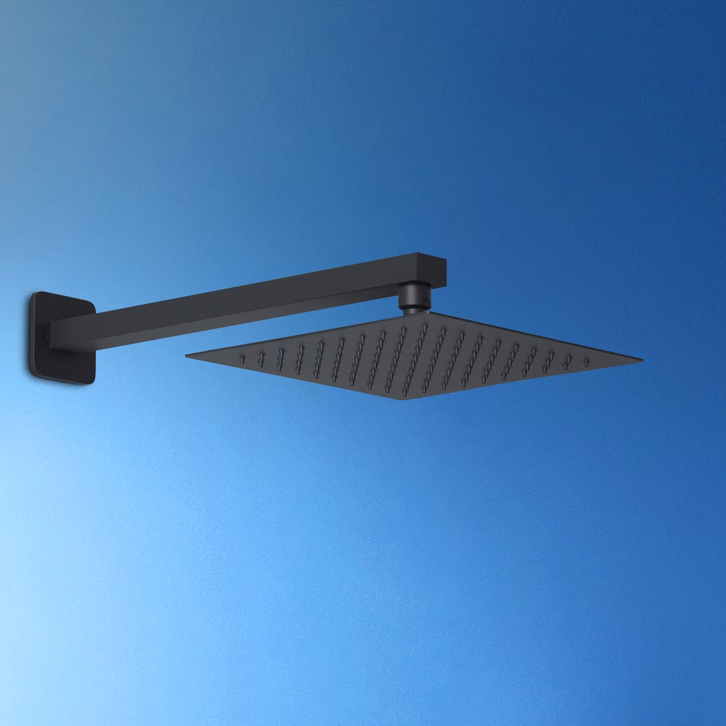 JOHO pioggia soffione doccia 8 pollici pioggia soffione doccia da incasso in acciaio inox 304 con braccio doccia a prova di bomba braccio doccia muro 37cm nero (20x20cm/37cm
