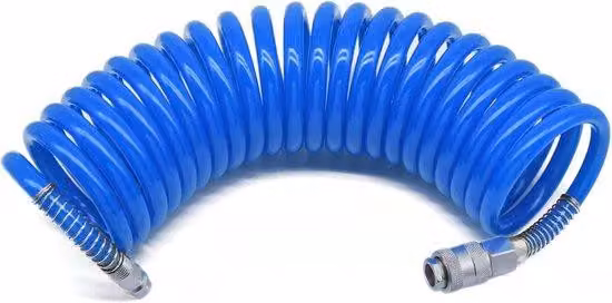 Tubo a spirale da 6 m con raccordo rapido e protezione anti-piegatura - Materiale PU, diametro interno 6,5 mm