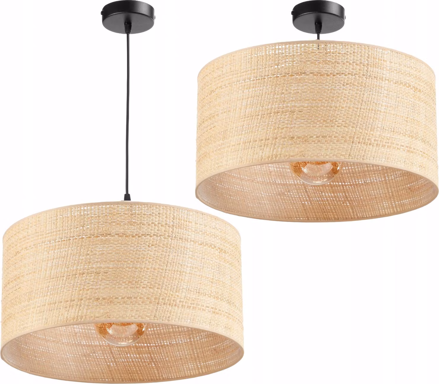 Lampada da soffitto, paralume in rattan, 40 cm, rattan, finitura boho, E27
