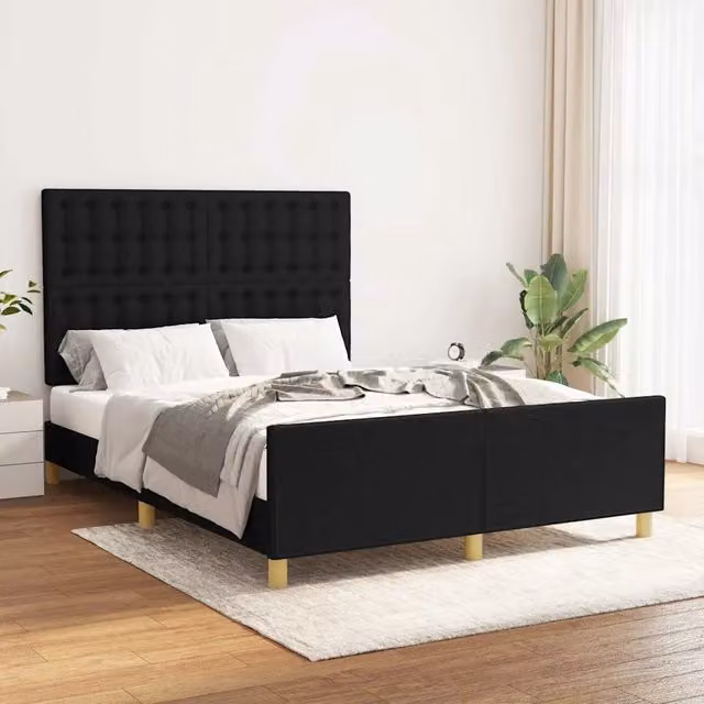 Giroletto senza Materasso-Struttura Letto Nero 140x190 cm in Tessuto 591134