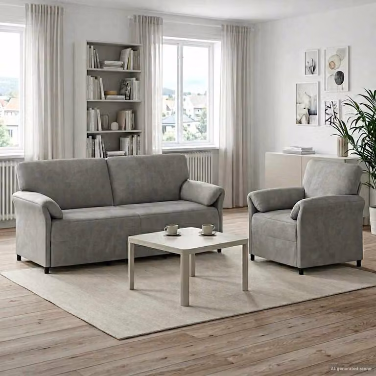 Set di 2 divani moderni vidaXL in velluto grigio con struttura in metallo e cuscini inclusi