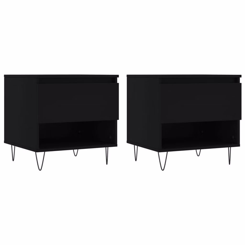 Tavolini da Salotto 2 pz Neri 50x46x50 cm in Legno Multistrato