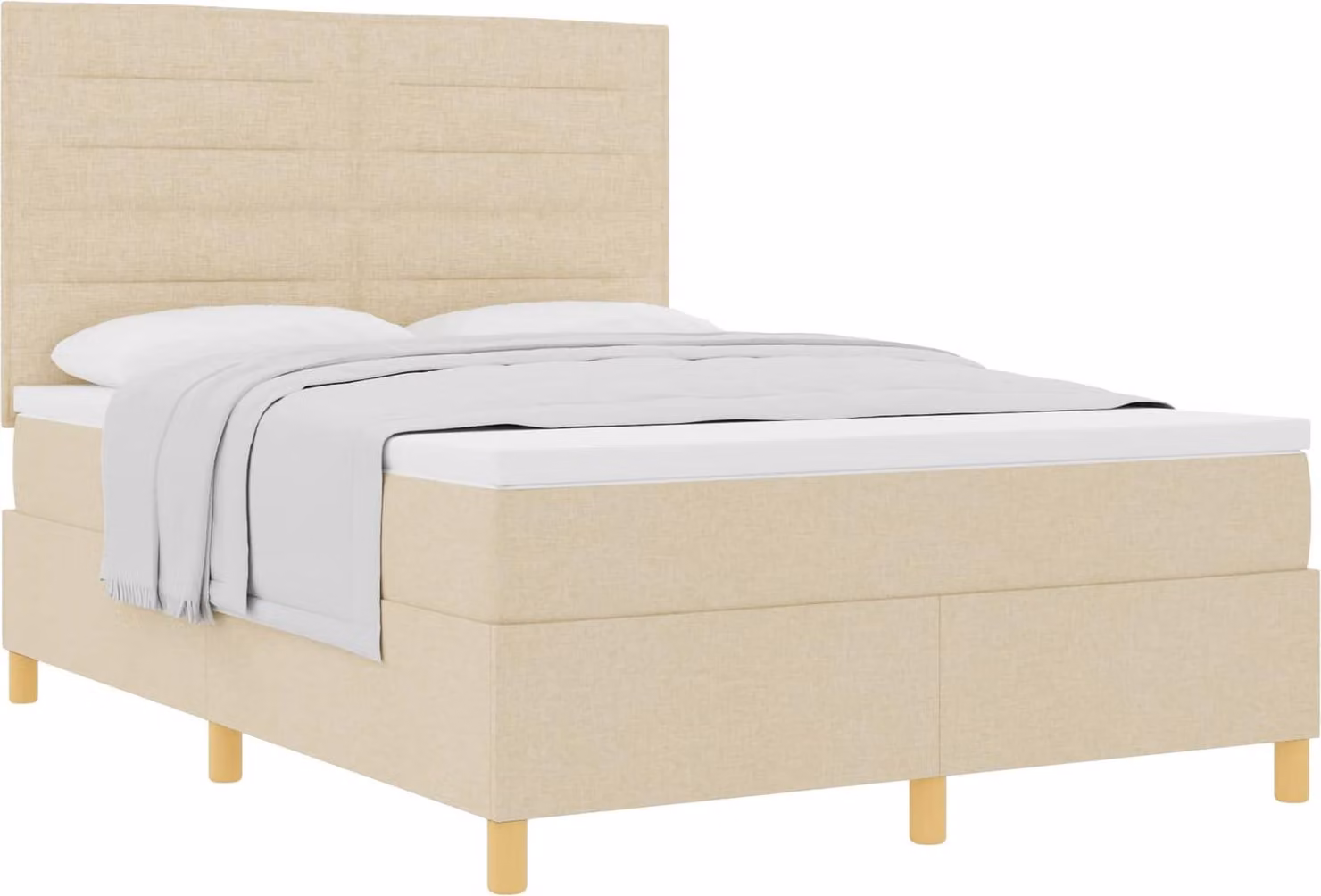 Letto a molle con materasso Crema 140 x 200 cm Tessuto