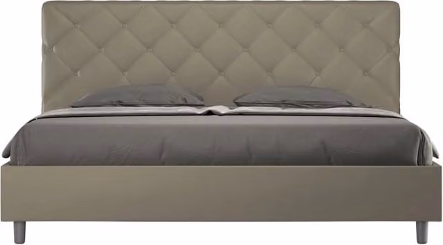 Letto matrimoniale king size BS COM con contenitore imbottito in similpelle beige L/P/H: 180 x 200 x 205 cm
