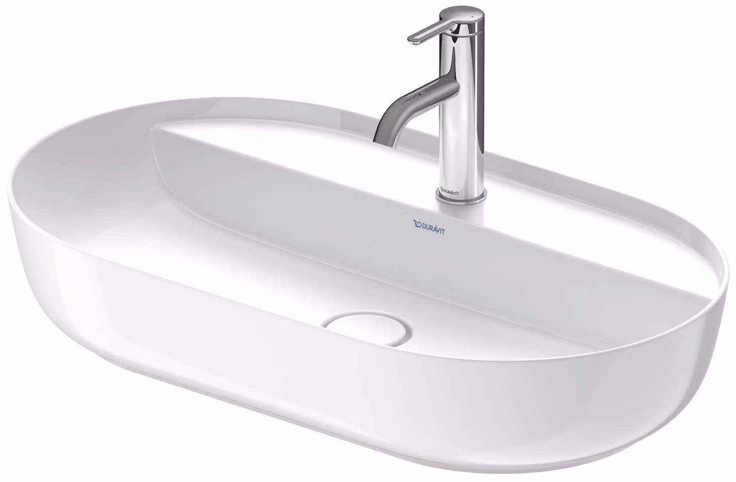 Duravit Luv vasque à poser 70x40cm, sans trop-plein, avec plage de robinetterie, 1 trou pour robinetterie, rectifié, 03807000001, 03807000001